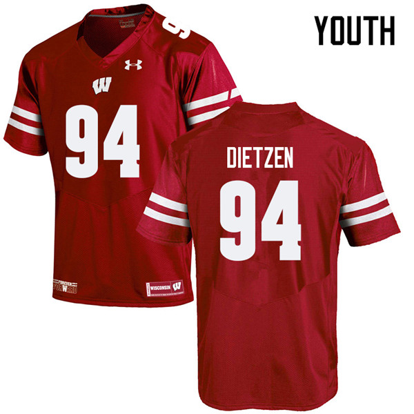 Youth #94 Boyd Dietzen Wisconsin Badgers College Football Jerseys Sale-Red